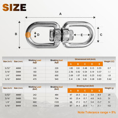 Swivel Ring Double Ended Hook, Heavy Duty Stainless Steel, 1000 lbs Load, Indoor