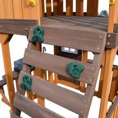 8IN1 Kid Wood Swing Slide Set Playhouse Rock Wall,Kitchen Backyard FunPlayground