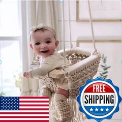 Sn Handicrafts Handmade Macrame Baby Swing Natural Rope Hammock For Baby