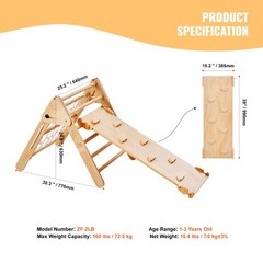 Pikler Triangle Set 4 in 1 Montessori Climbing Toys for Toddlers 1-3 Years