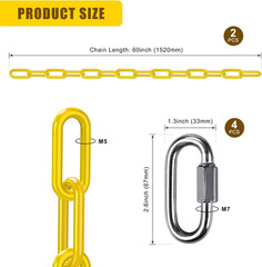 2Pcs 60″ Heavy Duty Hanging Chains with Carabiners 1000 Lbs Capacity Swing Chain