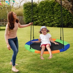40″ Flying Saucer Tree Swing Outdoor Play Set w/ Adjustable Ropes Gift for Kids