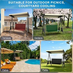 Brown 3-Seat Outdoor Swing Cover, Durable 600D Oxford Waterproof Fabric