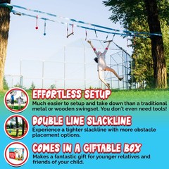 Double Ninja Slackline Obstacle Course for Kids | 80 Foot Line | Ninja Slackl…