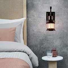 Rustic Vintage Glass Wall Sconce – Industrial Retro Metal Lamp for Home, Bar, Be