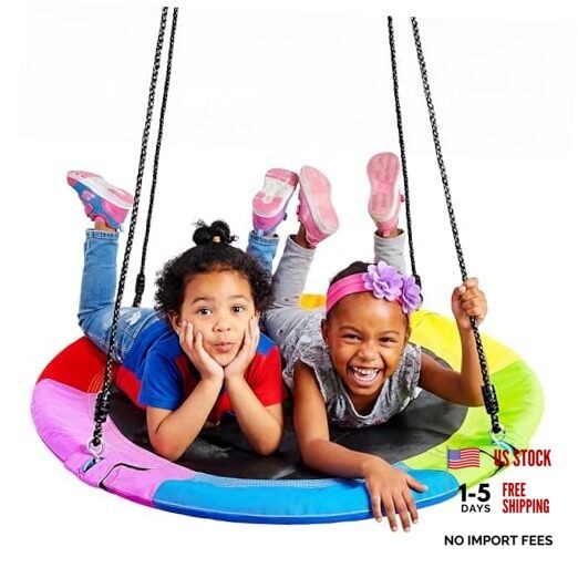 40″ Rainbow Saucer Tree Swing for Kids – 900Lb Weight Capacity – Rainbow
