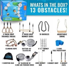 Hyponix Ninja Obstacle Course for Kids 2 x 60ft Slacklines 13 Obstacles open box