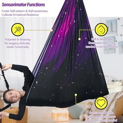 Sensory Swing for Kids Holds up to 300lbs Indoor & Outdoor Therapy Space Purple