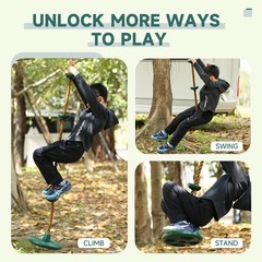 Climbing Rope with Platforms and Disc Swing Seat Set Playground Including Bon…