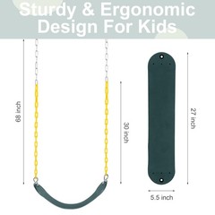 2-Pack Heavy Duty Swing Seat with 66″ Anti-Rust Chains & Quick-Connect Snap H…