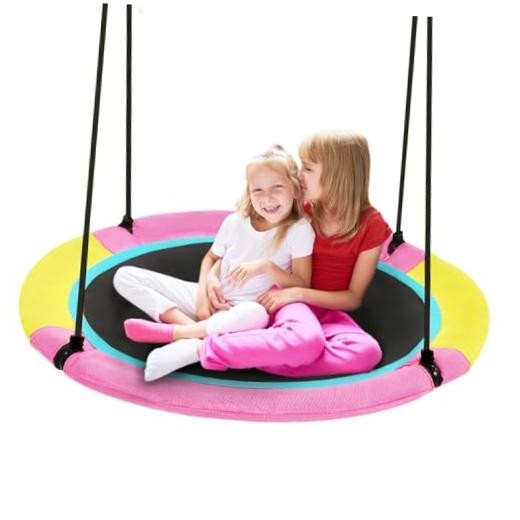40 Inch Saucer Tree Swing for Kids Outdoor, Textilene Fabric 40inch | Pink