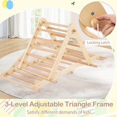 3-in-1 Pikler Triangle Climbing Set Kids Montessori Climbing Toys Wooden Climber