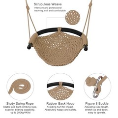 Kids Swing Seat, Heavy Duty Rope Play Secure Children 2 Pack Light Brown