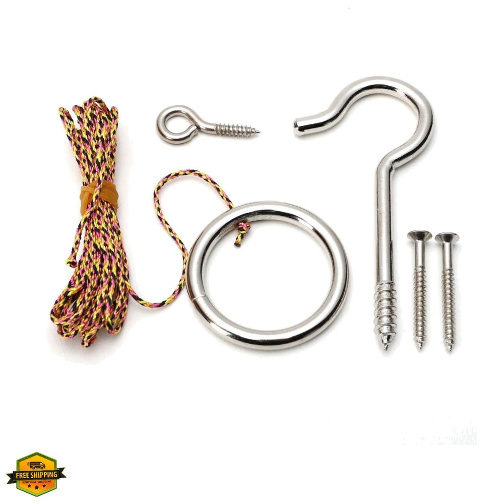 Hook and Ring Swing DIY Kit Heavy-Duty Hardware and String Ring Toss Game Ind…
