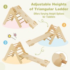 Kids 3-in-1 Climber Set Toddler Wooden Play Arch with Sliding and Climbing Ramp