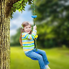 Tree Swing for Kids,Climbing Rope with Platforms,Disc Swing Seat Set Bule