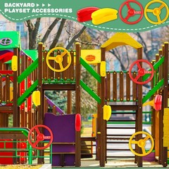 4 Pack Playground Accessories for Kids Outdoor Playground Steering Wheel Pria…
