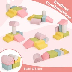 6 Pcs Toddler Climbing Blocks with Handles Chenille Fabric Cover Corner Play Gym