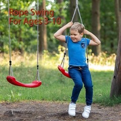 Outdoor Kids Swing Seat 220 lbs Hanging Plastic Swing with Adjustable Rope Tree
