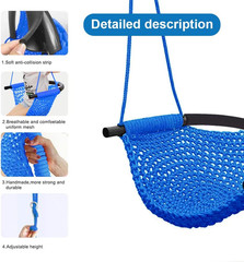 Adjustable Hand-Knitting Toddler Swing Seat for Indoor/Outdoor Use (Blue)