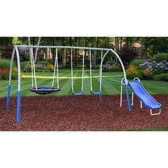 XDP Recreation SuperDisc PLUS Safe-Arch Backyard Swing Set, Metal, Silver & Blue