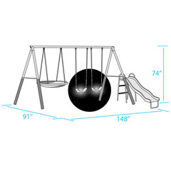 XDP Recreation Firefly Metal Frame Swing Set with 2 Firefly™-LED Swing Seats, Su