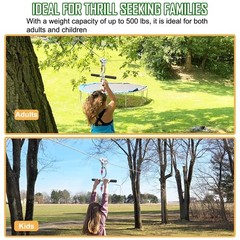 80FT Zip Line Kit for Adults – 500 Lbs Capacity, Stainless Steel, Backyard Fun