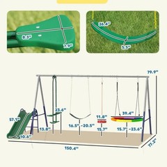 Outdoor Swings Glider Kids Swing Set Seat Backyard Heavy Duty