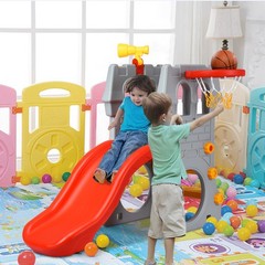 Costway Kids Climber Slide Play Set w/Basketball Hoop Telescope Toy Boy Girl