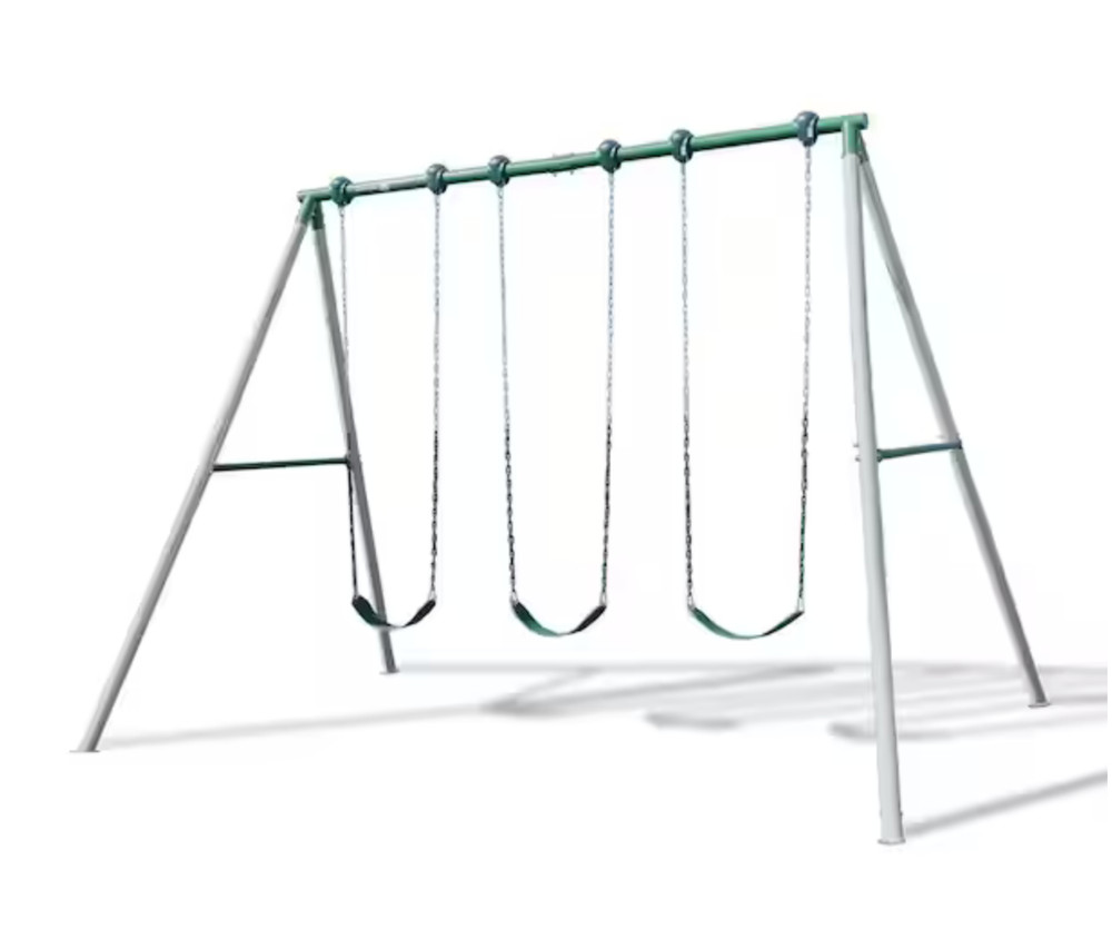 Everest Metal Swing Set Kids outdoor swing set with 3 swing seats for up to 3-ch