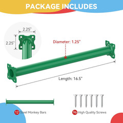 16.5 Inch Monkey Bars Kit Playground Monkey Bar Ladder Rungs for Backyard Indoor