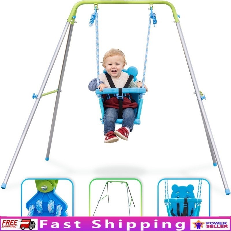 Indoor Outdoor Toddler Swing Set Play Structure W/ Safety Harness 9-36 Months US