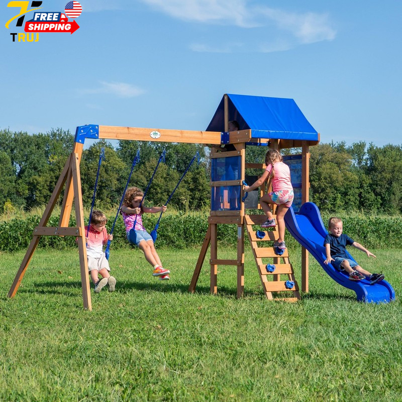 Backyard Discovery Aurora Wooden Cedar Swing Set