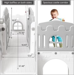 Toddler Playground Set 8-in-1 Slide Climber Playset w/ Tunnel Basketball Box
