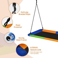 Goplus Outdoor 700lb Giant 60″ Platform Tree Swing w/ 2 Hanging Straps