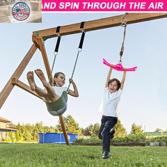 Ninja-Twister Swing Spins Set: Slackline Attachments – 360° Handle Twist-Spin Fl