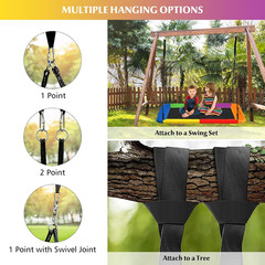 700LBS 60 Inch Giant Platform Tree Swing for Kids and Adults, Indoor/Outdoor Adj