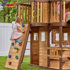 Backyard Discovery Spruce Hollow Spruce Wood Swing Set W/Wave Slide Clubhouse