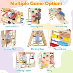 Indoor Jungle Gym for Kids 8-in-1 Montessori Climber Playset w/Swing Monkey Bars