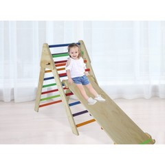 Fionafurn Pikler Triangle Ladder Foldable 2-in-1 Ramp Slide for 1-7 Multi