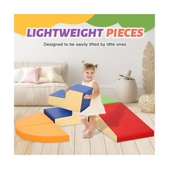 6-Piece Soft PU Leather Toddlers Climbing Toys, Baby Foam Climbing Blocks for…