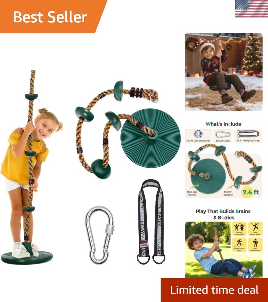 Tree Swing for Kids, Adjustable Rope Swing Disc Swing for Outside with Platfo…