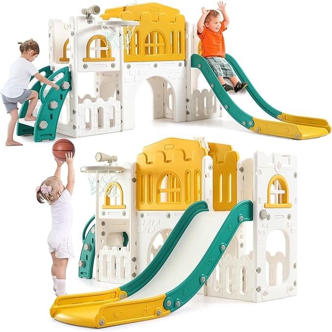 8-in-1 Toddler Indoor Playground Slide Set Baby Slide Playset Outdoor Play Toy