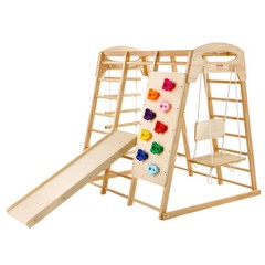 VEVOR Indoor Jungle Gym 7-in-1 Toddler Indoor Playground Wooden Climbing Toys M