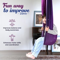 Sensory Swing for Kids Indoor Outdoor – (Hardware Included) 360° rotating D