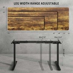 Dual Motor Standing Desk Frame 40-63″ 264lb Black