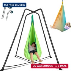Swing Stand Frame with Sensory Pod Swings and Chair,X-Shaped Swing Set，Heavy-Dut
