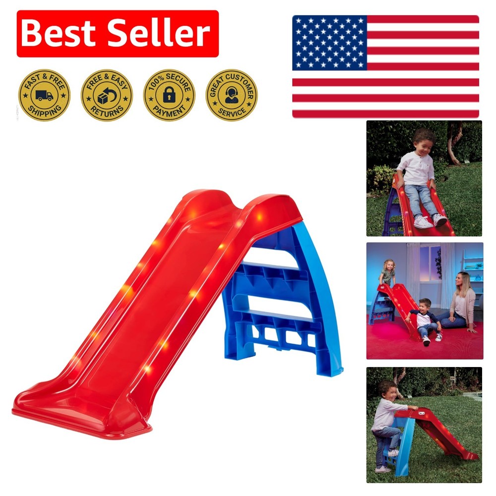 Exciting Light-Up Slide for Kids 1.5-6 – Portable Indoor/Outdoor Red Slide