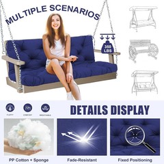 Porch Swing Cushions Outdoor 60 inch x 40 Waterproof Swing Cushions 3 Seater Rep