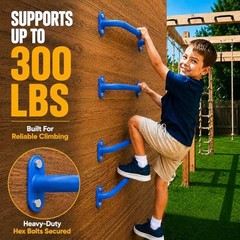 17 Inch Metal Playground Handles Set of 6, Heavy-Duty Climbing Wall Grab Blue